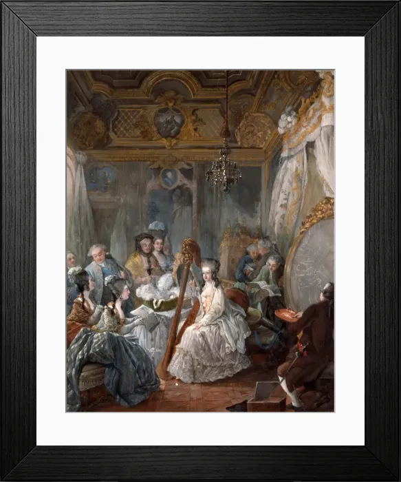 Framed Print : Marie Antoinette playing the harp. Artist: Gautier Dagoty, Jean-Baptiste Andre (1740-1786) Framed Print : Marie Antoinette playing the harp. Artist: Gautier Dagoty, Jean-Baptiste Andre (1740-1786)