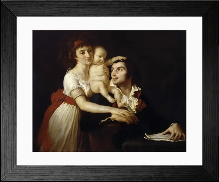 Framed Print : Camille Desmoulins with his wife Lucile and child. Artist: David, Jacques Louis (1748-1825) Framed Print : Camille Desmoulins with his wife Lucile and child. Artist: David, Jacques Louis (1748-1825)