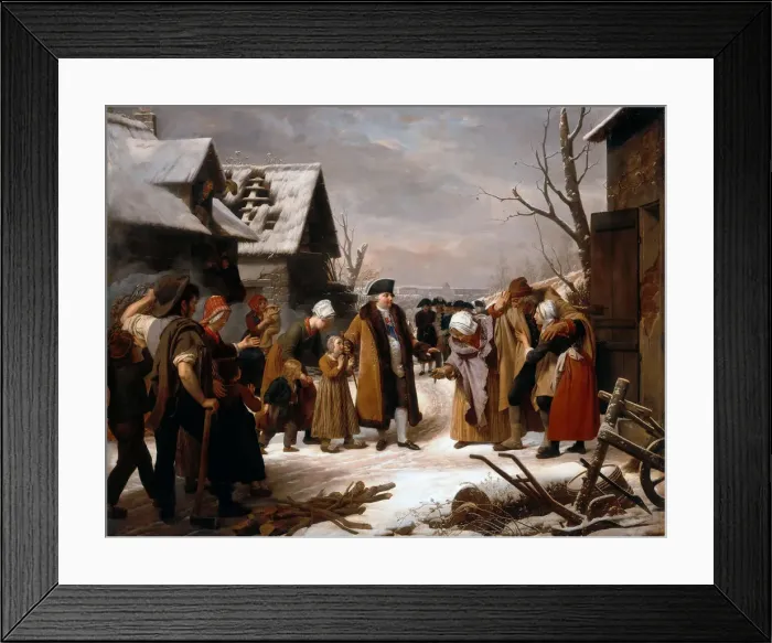 Framed Print : Louis XVI Distributing Alms to the Poor of Versailles during the Winter of 1788. Artist: Hersent, Louis (1777-1860) Framed Print : Louis XVI Distributing Alms to the Poor of Versailles during the Winter of 1788. Artist: Hersent, Louis (1777-1860)