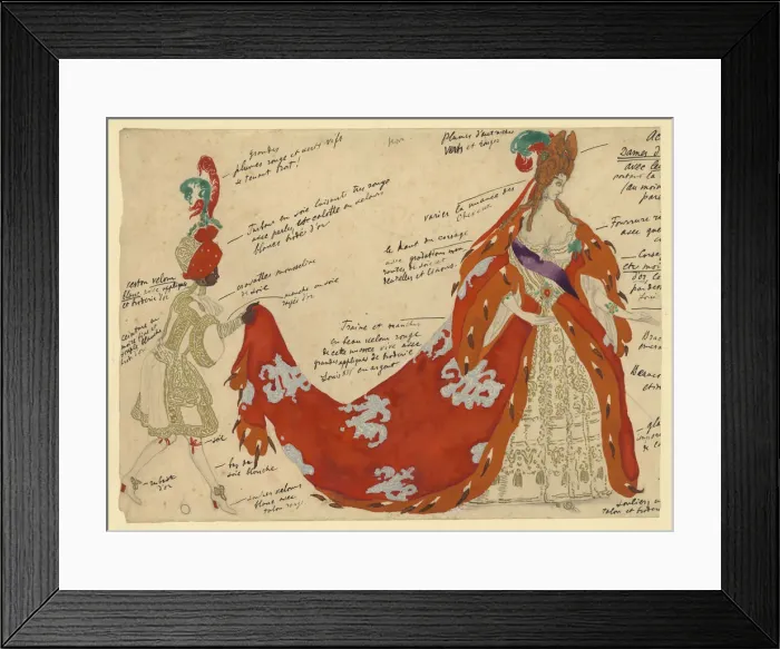 Framed Print : Costume design for the ballet Sleeping Beauty by P. Tchaikovsky. Artist: Bakst, Leon (1866-1924) Framed Print : Costume design for the ballet Sleeping Beauty by P. Tchaikovsky. Artist: Bakst, Leon (1866-1924)