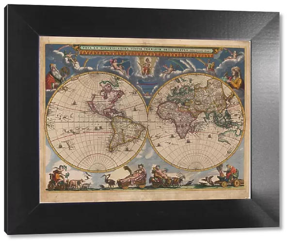 Double hemisphere map of the World. Artist: Blaeu, Joan (1596-1673)