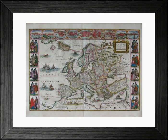 Framed Print : Europe Map (From: Atlas Maior). Artist: Blaeu, Joan (1596-1673) Framed Print : Europe Map (From: Atlas Maior). Artist: Blaeu, Joan (1596-1673)