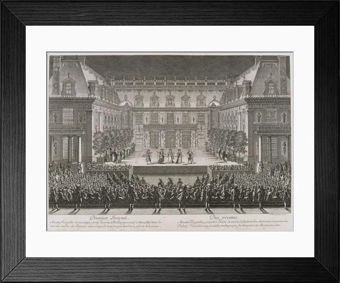 Framed Print : Jean-Baptiste Lullys opera Alceste being performed in the marble courtyard at the Palace of Versail Artist: Le Pautre, Jean (1618-1682) Framed Print : Jean-Baptiste Lullys opera Alceste being performed in the marble courtyard at the Palace of Versail Artist: Le Pautre, Jean (1618-1682)