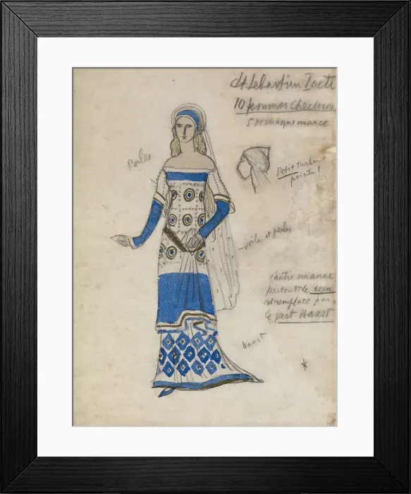 Framed Print : Costume design for the play The Martyrdom of St. Sebastian by Gabriele D Annuzio. Artist: Bakst, Leon (1866-1924) Framed Print : Costume design for the play The Martyrdom of St. Sebastian by Gabriele D Annuzio. Artist: Bakst, Leon (1866-1924)