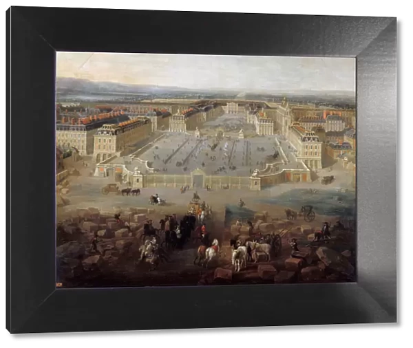 View of the palace of Versailles from the Place d Armes in 1722. Artist: Martin, Pierre-Denis II (1663-1742)