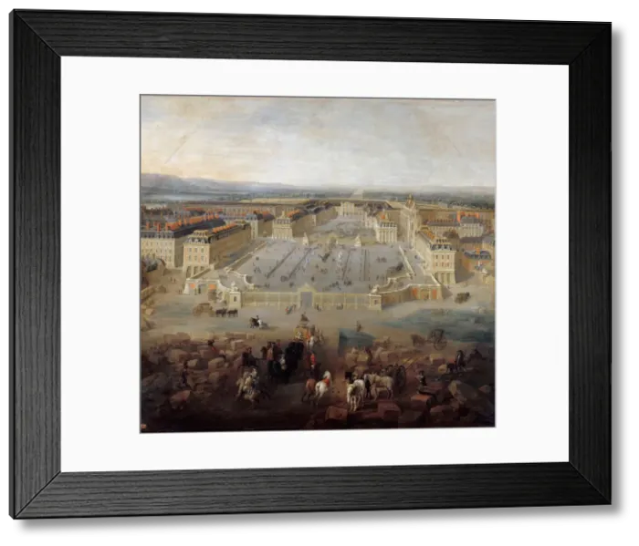 Framed Print : View of the palace of Versailles from the Place d Armes in 1722. Artist: Martin, Pierre-Denis II (1663-1742)