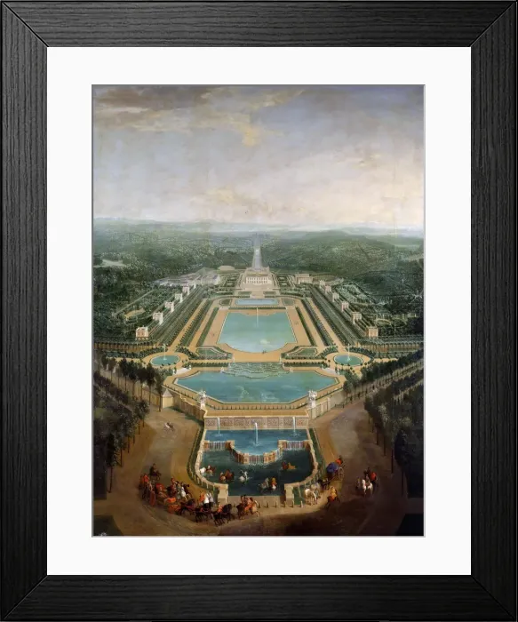 Framed Print : General view of the chateau and gardens at Marly, around 1724. Artist: Martin, Pierre-Denis II (1663-1742)