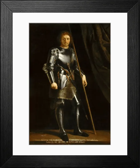 Framed Print : Gaston of Foix, Duke of Nemours (Warrior Saint) After Giorgione. Artist: Champaigne, Philippe, de (1602-1674) Framed Print : Gaston of Foix, Duke of Nemours (Warrior Saint) After Giorgione. Artist: Champaigne, Philippe, de (1602-1674)
