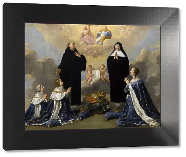 Anna of Austria with her children, praying to the Holy Trinity with Saints Benedict and Scholastica. Artist: Champaigne, Philippe, de (1602-1674)