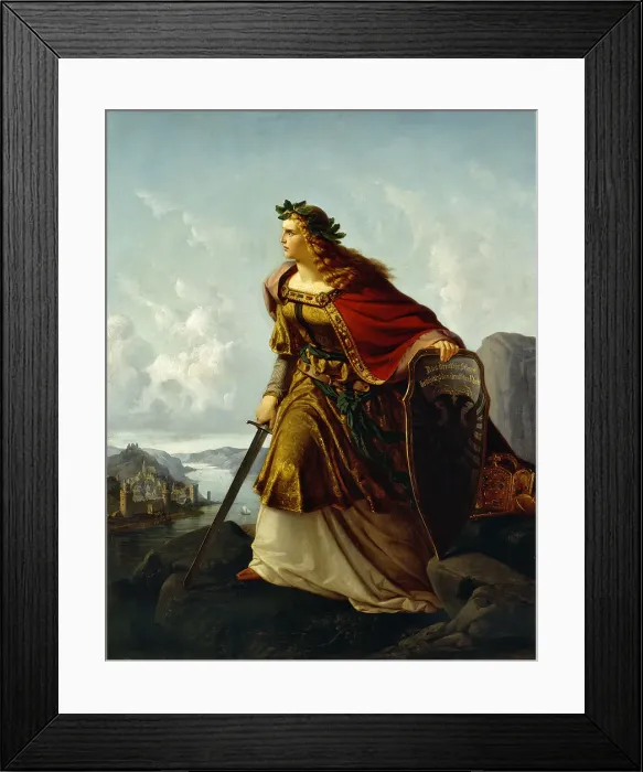 Framed Print : Germania at the Watch on the Rhine. Artist: Clasen, Lorenz (1812-1899) Framed Print : Germania at the Watch on the Rhine. Artist: Clasen, Lorenz (1812-1899)