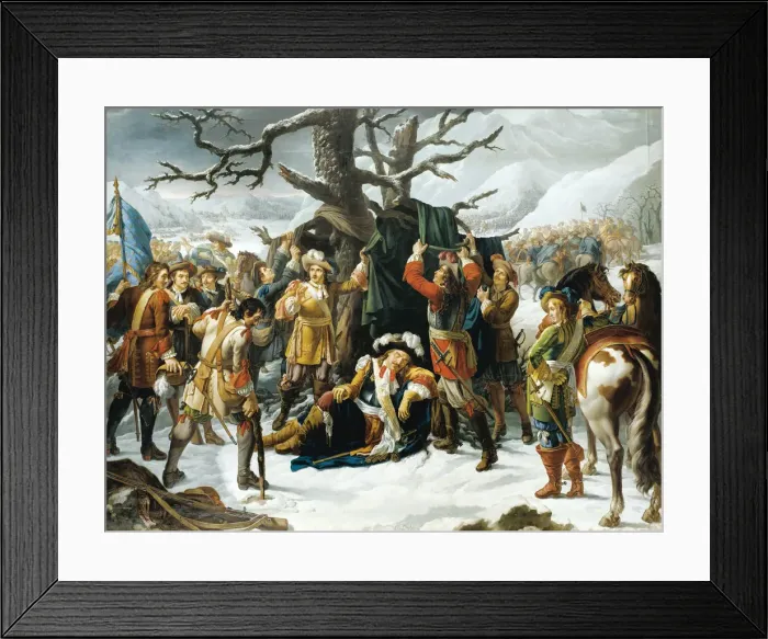 Framed Print : Marechal de Turenne Asleep on the Eve of the Battle of Turckheim. Artist: Lebel, Charles-Jacques (active Early 19th cen. ) Framed Print : Marechal de Turenne Asleep on the Eve of the Battle of Turckheim. Artist: Lebel, Charles-Jacques (active Early 19th cen. )