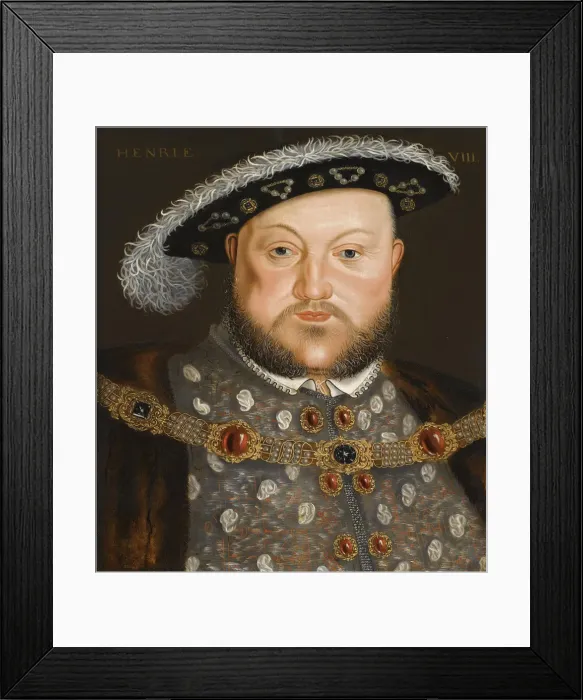 Framed Print : Portrait of King Henry VIII of England. Artist: Holbein, Hans, (Circle of) Framed Print : Portrait of King Henry VIII of England. Artist: Holbein, Hans, (Circle of)