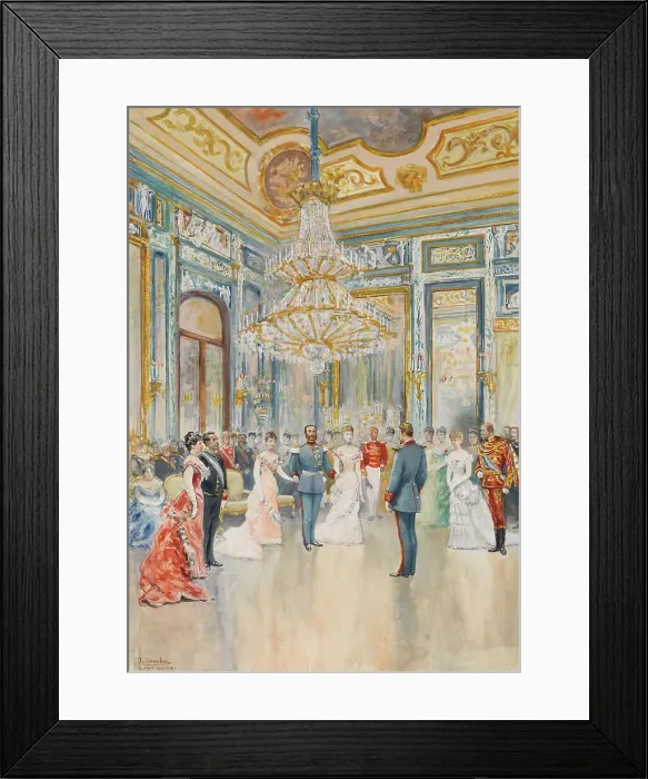Framed Print : The wedding of prince Ludwig Ferdinand of Bavaria to Infanta Maria de la Paz of Spain on 2 April 188 Artist: Comba y Garcia, Juan (1852-1924) Framed Print : The wedding of prince Ludwig Ferdinand of Bavaria to Infanta Maria de la Paz of Spain on 2 April 188 Artist: Comba y Garcia, Juan (1852-1924)