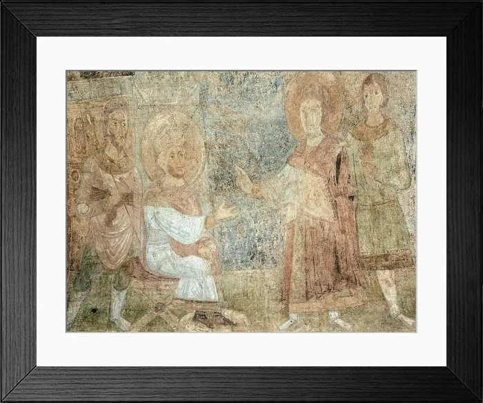 Framed Print : Saint George before the Emperor Diokletian. Artist: Ancient Russian frescos Framed Print : Saint George before the Emperor Diokletian. Artist: Ancient Russian frescos