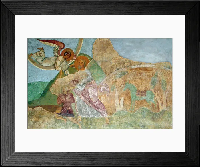 Framed Print : Abraham Sacrificing Isaac. Artist: Ancient Russian frescos Framed Print : Abraham Sacrificing Isaac. Artist: Ancient Russian frescos