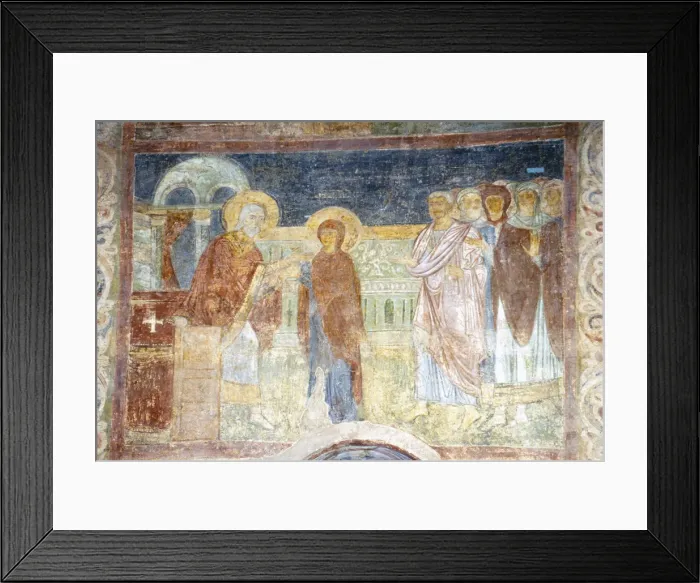 Framed Print : The Virgin Receiving the Purple and Cochineal. Artist: Ancient Russian frescos Framed Print : The Virgin Receiving the Purple and Cochineal. Artist: Ancient Russian frescos
