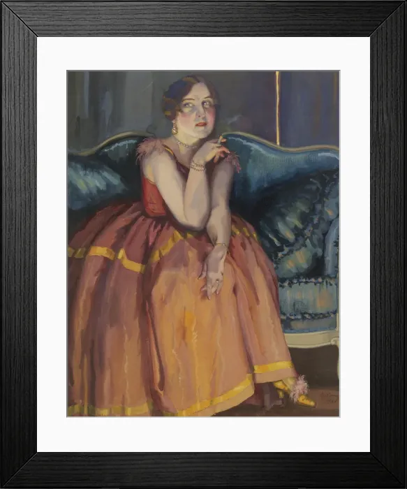 Framed Print : Woman smoking a cigarette on a sofa. Artist: Somov, Konstantin Andreyevich (1869-1939) Framed Print : Woman smoking a cigarette on a sofa. Artist: Somov, Konstantin Andreyevich (1869-1939)