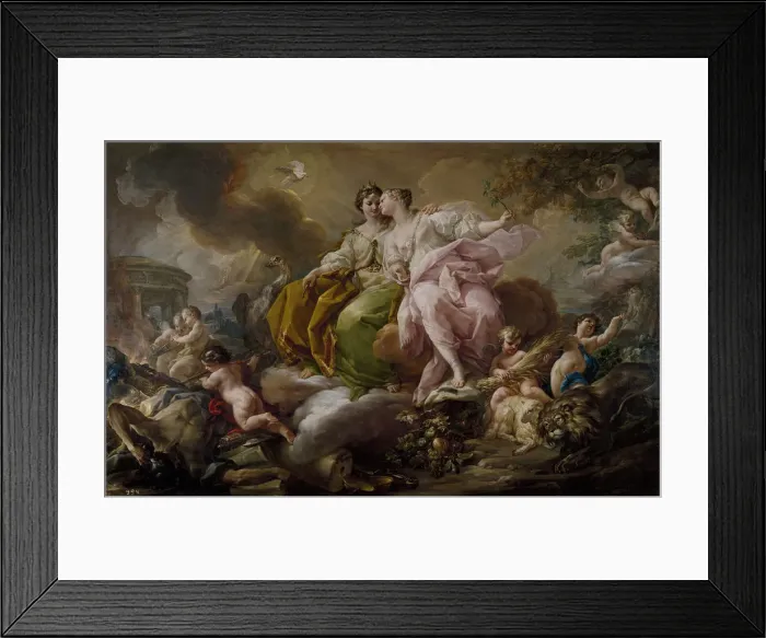 Framed Print : Justice and Peace. Artist: Giaquinto, Corrado (1703-1766) Framed Print : Justice and Peace. Artist: Giaquinto, Corrado (1703-1766)