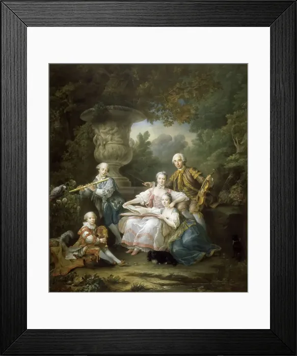 Framed Print : Louis II du Bouchet de Sourches with his Family. Artist: Drouais, Francois-Hubert (1727-1775) Framed Print : Louis II du Bouchet de Sourches with his Family. Artist: Drouais, Francois-Hubert (1727-1775)
