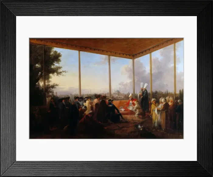 Framed Print : Audience Given in Constantinople by the Grand Vizier Aimali Carac for Francois-Emmanuel Guignard, Co Artist: Casanova, Francesco Giuseppe (1727-1802) Framed Print : Audience Given in Constantinople by the Grand Vizier Aimali Carac for Francois-Emmanuel Guignard, Co Artist: Casanova, Francesco Giuseppe (1727-1802)