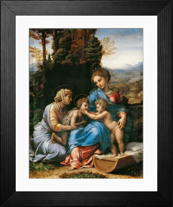 Framed Print : The Holy Family with John the Baptist as a Boy and Saint Elizabeth (La Petite Sainte Famille). Artist: Romano, Giulio (1499-1546) Framed Print : The Holy Family with John the Baptist as a Boy and Saint Elizabeth (La Petite Sainte Famille). Artist: Romano, Giulio (1499-1546)