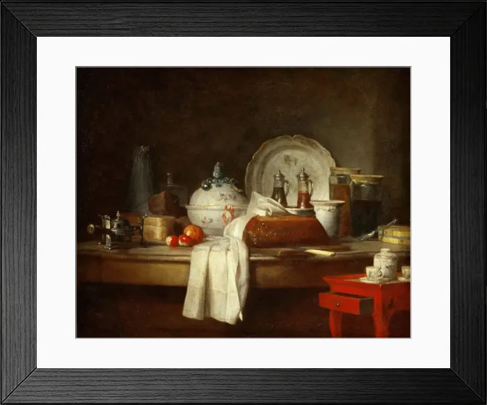 Framed Print : The Officers Mess or The Remains of a Lunch. Artist: Chardin, Jean-Baptiste Simeon (1699-1779) Framed Print : The Officers Mess or The Remains of a Lunch. Artist: Chardin, Jean-Baptiste Simeon (1699-1779)
