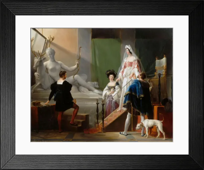 Framed Print : Diane de Poitiers Visiting Jean Goujon. Artist: Fragonard, Alexandre-Evariste (1780-1850) Framed Print : Diane de Poitiers Visiting Jean Goujon. Artist: Fragonard, Alexandre-Evariste (1780-1850)