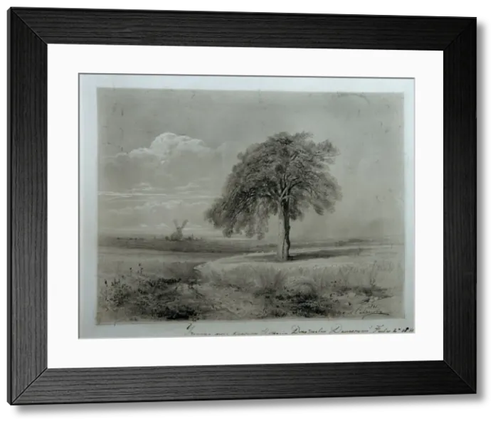 Framed Print : Landscape with Windmill. Artist: Savrasov, Alexei Kondratyevich (1830-1897) Framed Print : Landscape with Windmill. Artist: Savrasov, Alexei Kondratyevich (1830-1897)