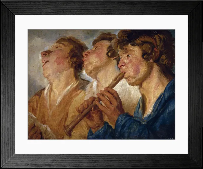 Framed Print : Three Buskers. Artist: Jordaens, Jacob (1593-1678) Framed Print : Three Buskers. Artist: Jordaens, Jacob (1593-1678)