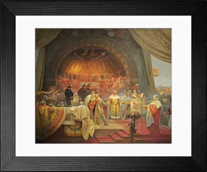 Framed Print : Ottokar II of Bohemia. The Union of Slavic Dynasties (The cycle The Slav Epic). Artist: Mucha, Alfons Marie (1860-1939) Framed Print : Ottokar II of Bohemia. The Union of Slavic Dynasties (The cycle The Slav Epic). Artist: Mucha, Alfons Marie (1860-1939)