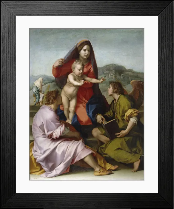 Framed Print : Madonna and Child with Saint Matthew and the Angel. Artist: Andrea del Sarto (1486-1531) Framed Print : Madonna and Child with Saint Matthew and the Angel. Artist: Andrea del Sarto (1486-1531)