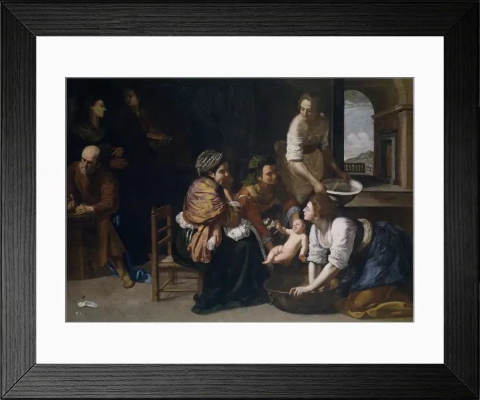 Framed Print : The Birth of Saint John the Baptist. Artist: Gentileschi, Artemisia (1598-1653) Framed Print : The Birth of Saint John the Baptist. Artist: Gentileschi, Artemisia (1598-1653)