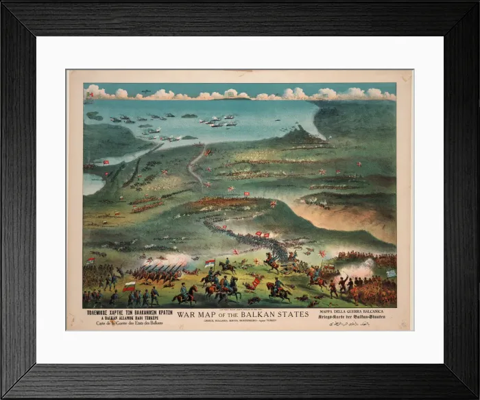 Framed Print : War map of the Balkan States. Artist: Joseph Koehler, Publisher, New York (active 1892-1913) Framed Print : War map of the Balkan States. Artist: Joseph Koehler, Publisher, New York (active 1892-1913)