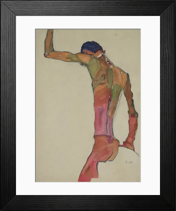 Framed Print : Male Nude with Arm Raised. Artist: Schiele, Egon (1890?1918) Framed Print : Male Nude with Arm Raised. Artist: Schiele, Egon (1890?1918)