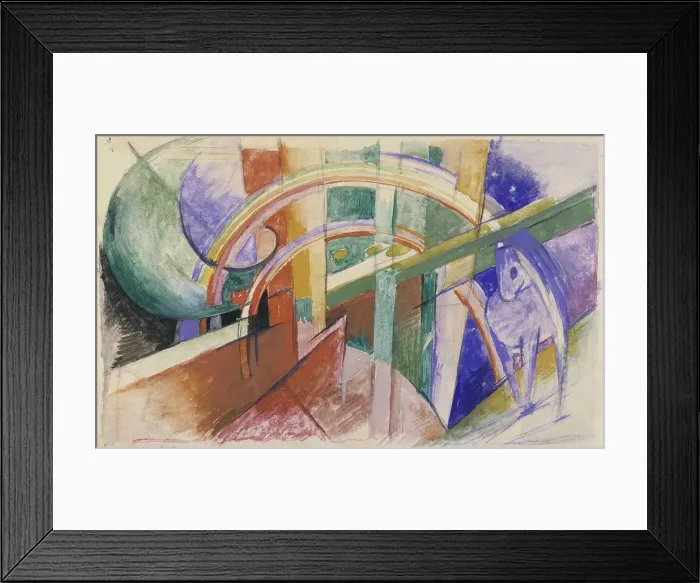 Framed Print : Blue Horse with Rainbow. Artist: Marc, Franz (1880-1916) Framed Print : Blue Horse with Rainbow. Artist: Marc, Franz (1880-1916)