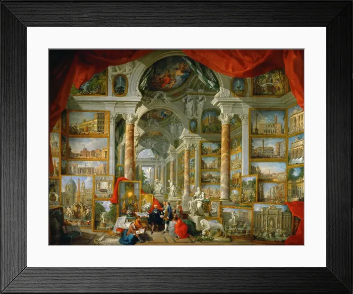 Framed Print : Picture Gallery with Views of Modern Rome (Modern Rome). Artist: Panini, Giovanni Paolo (1691-1765) Framed Print : Picture Gallery with Views of Modern Rome (Modern Rome). Artist: Panini, Giovanni Paolo (1691-1765)
