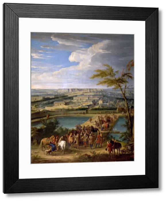Framed Print : View of the city and Palace of Versailles, as seen from the Montbauron hill. Artist: Martin, Jean-Baptiste (1659-1735) Framed Print : View of the city and Palace of Versailles, as seen from the Montbauron hill. Artist: Martin, Jean-Baptiste (1659-1735)