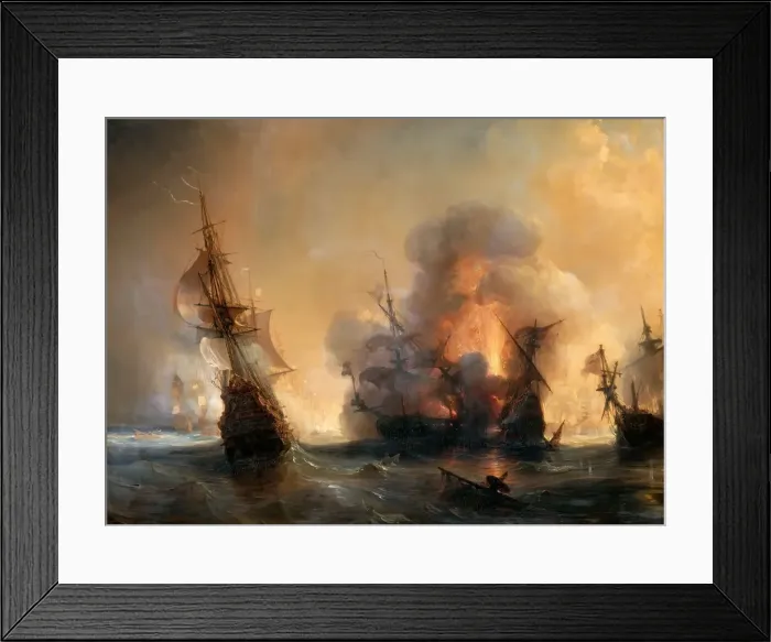 Framed Print : The Naval Battle of Lagos on 27 June 1693. Artist: Gudin, Theodore (1802-1880) Framed Print : The Naval Battle of Lagos on 27 June 1693. Artist: Gudin, Theodore (1802-1880)