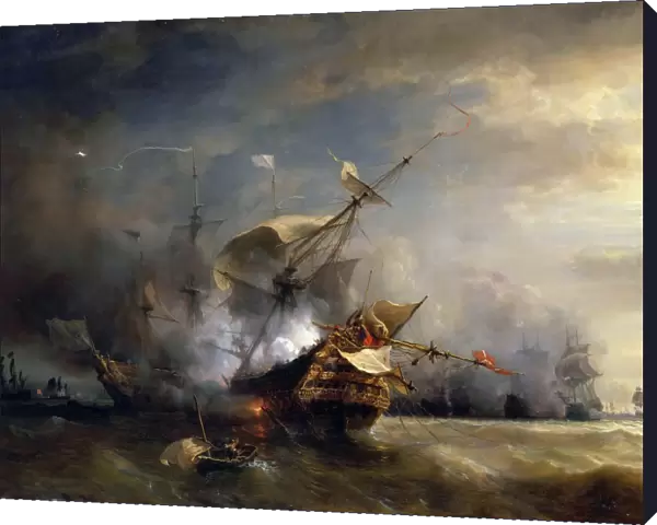 The naval Battle near Lizard Point, Cornwall on 21 October 1707. Artist: Gudin, Theodore (1802-1880)