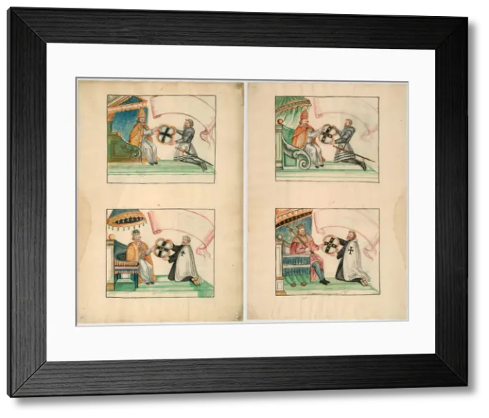 Framed Print : Popes and Emperor give privileges to the Teutonic Knights. Artist: Anonymous Framed Print : Popes and Emperor give privileges to the Teutonic Knights. Artist: Anonymous