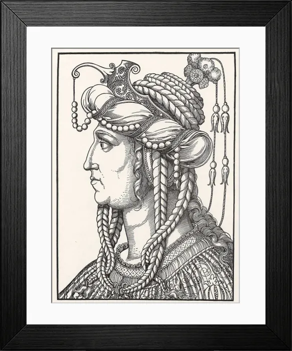 Framed Print : Portrait of wife of Suleiman the Magnificent. Artist: Schoen, Erhard (1491-1592) Framed Print : Portrait of wife of Suleiman the Magnificent. Artist: Schoen, Erhard (1491-1592)