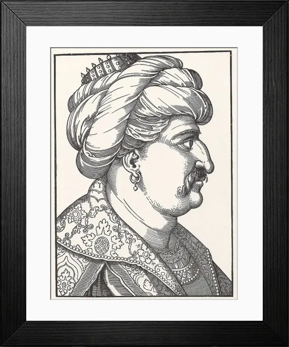 Framed Print : Portrait of Sultan Suleiman I the Magnificent. Artist: Schoen, Erhard (1491-1592) Framed Print : Portrait of Sultan Suleiman I the Magnificent. Artist: Schoen, Erhard (1491-1592)