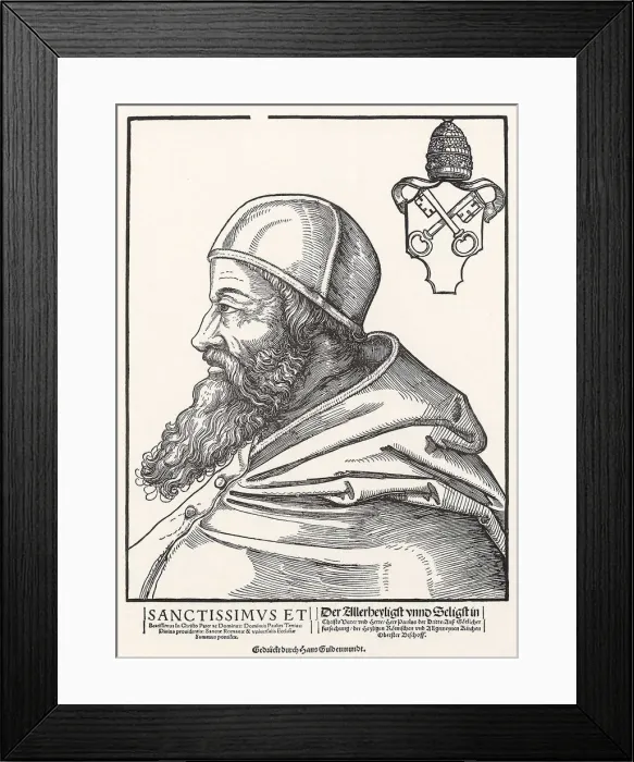 Framed Print : Portrait of Pope Paul III Farnese. Artist: Schoen, Erhard (1491-1592) Framed Print : Portrait of Pope Paul III Farnese. Artist: Schoen, Erhard (1491-1592)