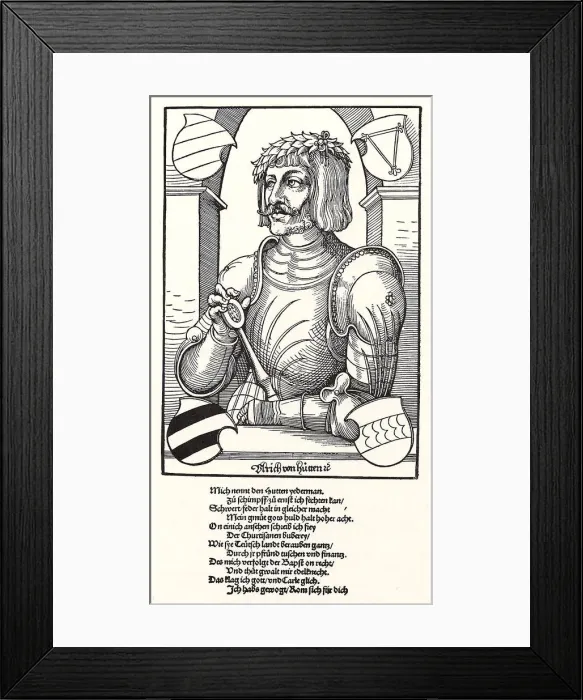 Framed Print : Portrait of Ulrich von Hutten (1488-1523). Artist: Schoen, Erhard (1491-1592) Framed Print : Portrait of Ulrich von Hutten (1488-1523). Artist: Schoen, Erhard (1491-1592)