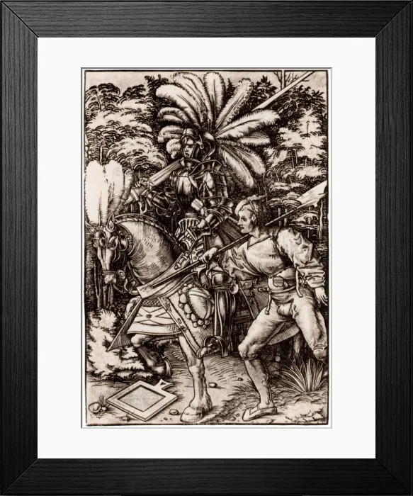 Framed Print : Knight and Halberdier. Artist: Wechtlin, Hans (Johannes) (active 1502-1526) Framed Print : Knight and Halberdier. Artist: Wechtlin, Hans (Johannes) (active 1502-1526)