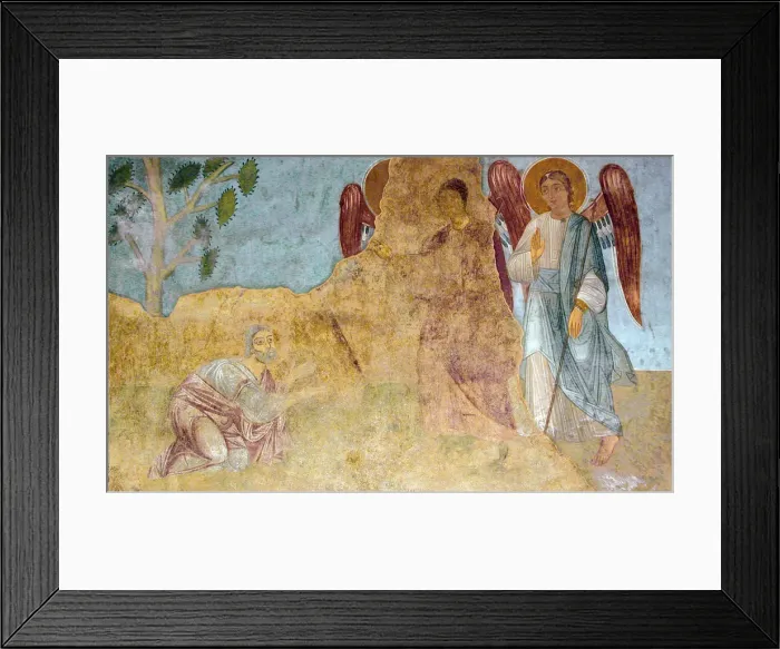 Framed Print : The Hospitality of Abraham (Old Testament Trinity). Artist: Ancient Russian frescos Framed Print : The Hospitality of Abraham (Old Testament Trinity). Artist: Ancient Russian frescos