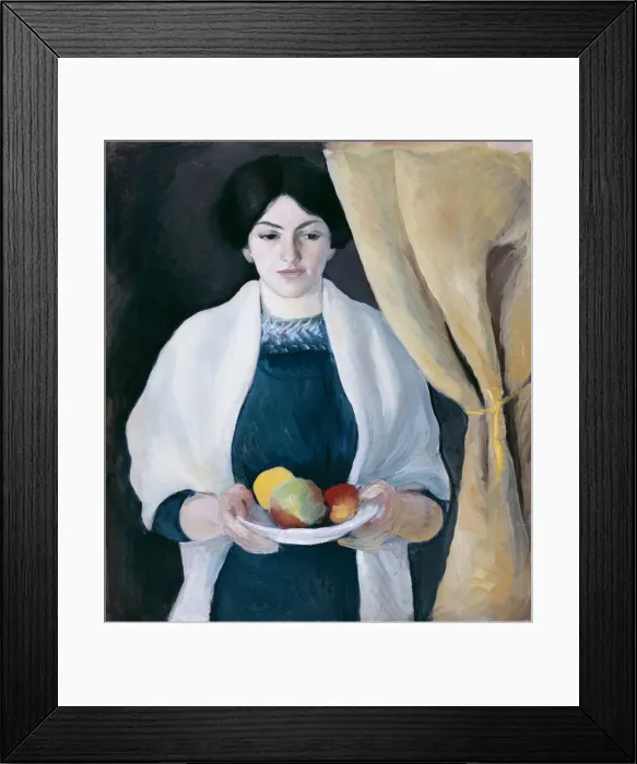 Framed Print : Portrait with Apples. Artist: Macke, August (1887-1914) Framed Print : Portrait with Apples. Artist: Macke, August (1887-1914)