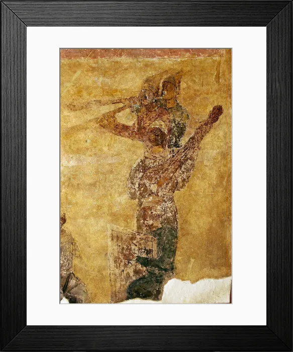 Framed Print : Musicians and acrobats (detail). Artist: Ancient Russian frescos Framed Print : Musicians and acrobats (detail). Artist: Ancient Russian frescos