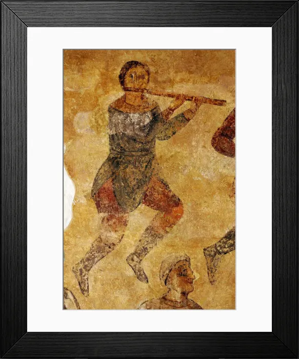 Framed Print : Musicians and acrobats (detail). Artist: Ancient Russian frescos Framed Print : Musicians and acrobats (detail). Artist: Ancient Russian frescos