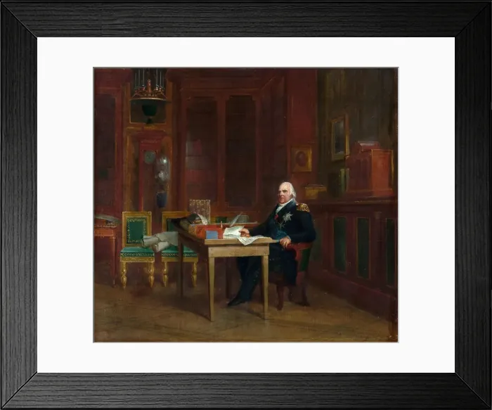 Framed Print : Louis XVIII (1755-1824) in his Study at the Tuileries. Artist: Gerard, Francois Pascal Simon (1770-1837) Framed Print : Louis XVIII (1755-1824) in his Study at the Tuileries. Artist: Gerard, Francois Pascal Simon (1770-1837)